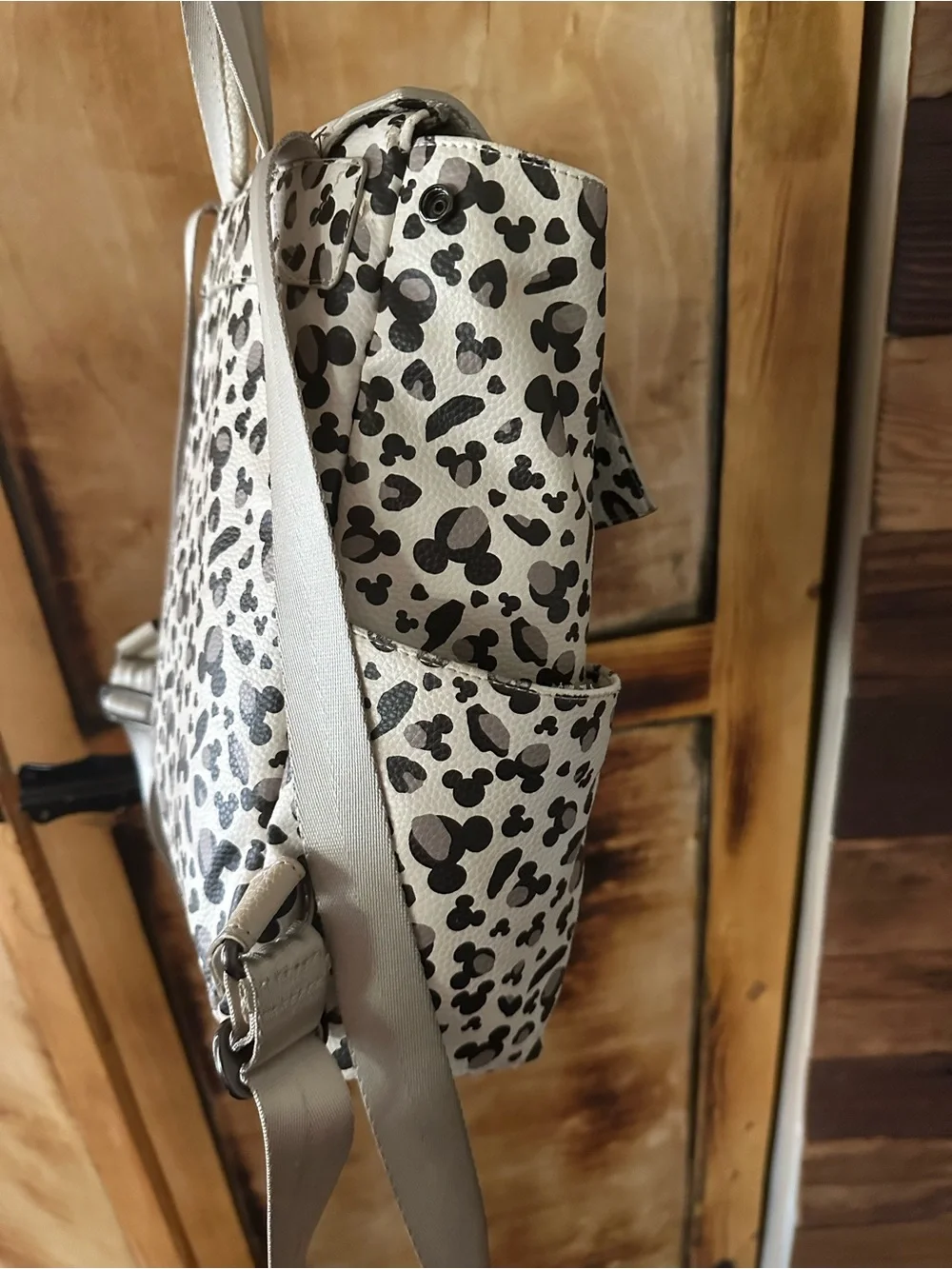 Freshly Picked White and Black Mickey Print Diaper Backpack
